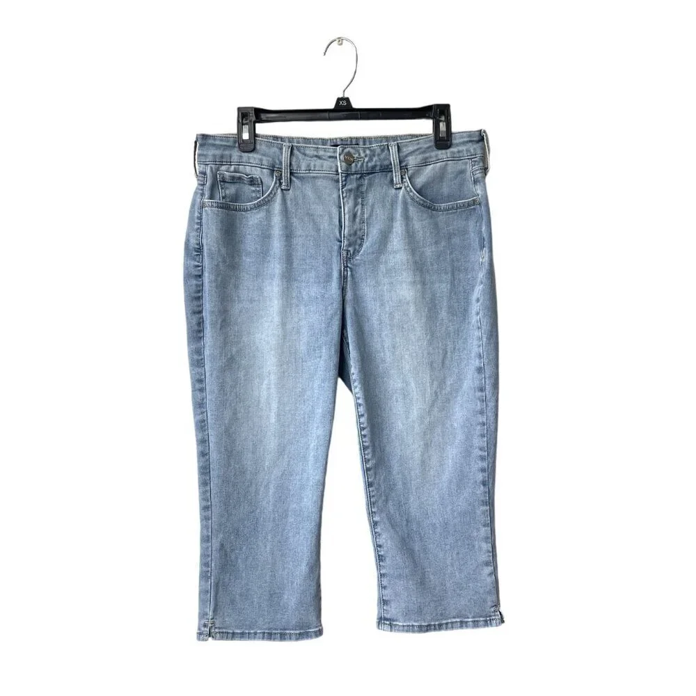 NYDJ Curves 360‎ Cropped Jeans Size 10P High Rise Light Wash Slim Straight
